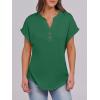imageANRABESS Womens Short Sleeve Henley Tops V Neck Dressy Casual Loose Fit Shirts Summer Flowy Blouses 2025 Trendy ClothesGreen