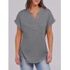 imageANRABESS Womens Short Sleeve Henley Tops V Neck Dressy Casual Loose Fit Shirts Summer Flowy Blouses 2025 Trendy ClothesGrey