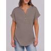 imageANRABESS Womens Short Sleeve Henley Tops V Neck Dressy Casual Loose Fit Shirts Summer Flowy Blouses 2025 Trendy ClothesGrey Brown