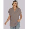 imageANRABESS Womens Short Sleeve Henley Tops V Neck Dressy Casual Loose Fit Shirts Summer Flowy Blouses 2025 Trendy ClothesGrey Brown