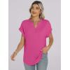 imageANRABESS Womens Short Sleeve Henley Tops V Neck Dressy Casual Loose Fit Shirts Summer Flowy Blouses 2025 Trendy ClothesHot Pink