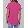 imageANRABESS Womens Short Sleeve Henley Tops V Neck Dressy Casual Loose Fit Shirts Summer Flowy Blouses 2025 Trendy ClothesHot Pink
