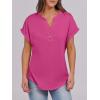 imageANRABESS Womens Short Sleeve Henley Tops V Neck Dressy Casual Loose Fit Shirts Summer Flowy Blouses 2025 Trendy ClothesHot Pink