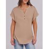 imageANRABESS Womens Short Sleeve Henley Tops V Neck Dressy Casual Loose Fit Shirts Summer Flowy Blouses 2025 Trendy ClothesKhaki