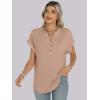 imageANRABESS Womens Short Sleeve Henley Tops V Neck Dressy Casual Loose Fit Shirts Summer Flowy Blouses 2025 Trendy ClothesKhaki