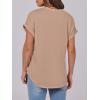 imageANRABESS Womens Short Sleeve Henley Tops V Neck Dressy Casual Loose Fit Shirts Summer Flowy Blouses 2025 Trendy ClothesKhaki