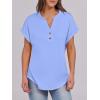imageANRABESS Womens Short Sleeve Henley Tops V Neck Dressy Casual Loose Fit Shirts Summer Flowy Blouses 2025 Trendy ClothesLight Blue