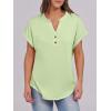 imageANRABESS Womens Short Sleeve Henley Tops V Neck Dressy Casual Loose Fit Shirts Summer Flowy Blouses 2025 Trendy ClothesLight Green
