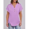 imageANRABESS Womens Short Sleeve Henley Tops V Neck Dressy Casual Loose Fit Shirts Summer Flowy Blouses 2025 Trendy ClothesLight Purple