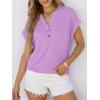 imageANRABESS Womens Short Sleeve Henley Tops V Neck Dressy Casual Loose Fit Shirts Summer Flowy Blouses 2025 Trendy ClothesLight Purple