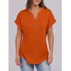 imageANRABESS Womens Short Sleeve Henley Tops V Neck Dressy Casual Loose Fit Shirts Summer Flowy Blouses 2025 Trendy ClothesOrange