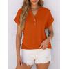 imageANRABESS Womens Short Sleeve Henley Tops V Neck Dressy Casual Loose Fit Shirts Summer Flowy Blouses 2025 Trendy ClothesOrange