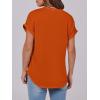 imageANRABESS Womens Short Sleeve Henley Tops V Neck Dressy Casual Loose Fit Shirts Summer Flowy Blouses 2025 Trendy ClothesOrange