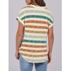 imageANRABESS Womens Short Sleeve Henley Tops V Neck Dressy Casual Loose Fit Shirts Summer Flowy Blouses 2025 Trendy ClothesOrange Lake Strip