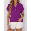 imageANRABESS Womens Short Sleeve Henley Tops V Neck Dressy Casual Loose Fit Shirts Summer Flowy Blouses 2025 Trendy ClothesPurple