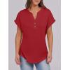 imageANRABESS Womens Short Sleeve Henley Tops V Neck Dressy Casual Loose Fit Shirts Summer Flowy Blouses 2025 Trendy ClothesRed