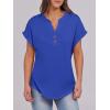 imageANRABESS Womens Short Sleeve Henley Tops V Neck Dressy Casual Loose Fit Shirts Summer Flowy Blouses 2025 Trendy ClothesRoyal Blue