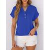 imageANRABESS Womens Short Sleeve Henley Tops V Neck Dressy Casual Loose Fit Shirts Summer Flowy Blouses 2025 Trendy ClothesRoyal Blue
