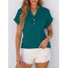 imageANRABESS Womens Short Sleeve Henley Tops V Neck Dressy Casual Loose Fit Shirts Summer Flowy Blouses 2025 Trendy ClothesTeal