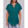 imageANRABESS Womens Short Sleeve Henley Tops V Neck Dressy Casual Loose Fit Shirts Summer Flowy Blouses 2025 Trendy ClothesTeal