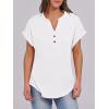 imageANRABESS Womens Short Sleeve Henley Tops V Neck Dressy Casual Loose Fit Shirts Summer Flowy Blouses 2025 Trendy ClothesWhite