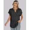 imageANRABESS Womens Short Sleeve Henley Tops V Neck Dressy Casual Loose Fit Shirts Summer Flowy Blouses 2025 Trendy ClothesWhite Black Strip