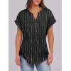 imageANRABESS Womens Short Sleeve Henley Tops V Neck Dressy Casual Loose Fit Shirts Summer Flowy Blouses 2025 Trendy ClothesWhite Black Strip