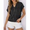 imageANRABESS Womens Short Sleeve Henley Tops V Neck Dressy Casual Loose Fit Shirts Summer Flowy Blouses 2025 Trendy ClothesWhite Black Strip