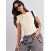 imageANRABESS Womens Short Sleeve Summer T Shirts Crew Neck Slim Fit Basic Tees 2025 Crop Tops Y2k Clothes OutfitsApricot