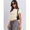 imageANRABESS Womens Short Sleeve Summer T Shirts Crew Neck Slim Fit Basic Tees 2025 Crop Tops Y2k Clothes OutfitsApricot