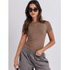 imageANRABESS Womens Short Sleeve Summer T Shirts Crew Neck Slim Fit Basic Tees 2025 Crop Tops Y2k Clothes OutfitsBrown