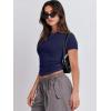imageANRABESS Womens Short Sleeve Summer T Shirts Crew Neck Slim Fit Basic Tees 2025 Crop Tops Y2k Clothes OutfitsDark Blue