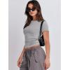 imageANRABESS Womens Short Sleeve Summer T Shirts Crew Neck Slim Fit Basic Tees 2025 Crop Tops Y2k Clothes OutfitsGrey