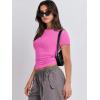 imageANRABESS Womens Short Sleeve Summer T Shirts Crew Neck Slim Fit Basic Tees 2025 Crop Tops Y2k Clothes OutfitsHot Pink