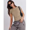 imageANRABESS Womens Short Sleeve Summer T Shirts Crew Neck Slim Fit Basic Tees 2025 Crop Tops Y2k Clothes OutfitsKhaki