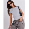 imageANRABESS Womens Short Sleeve Summer T Shirts Crew Neck Slim Fit Basic Tees 2025 Crop Tops Y2k Clothes OutfitsLight Grey