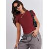 imageANRABESS Womens Short Sleeve Summer T Shirts Crew Neck Slim Fit Basic Tees 2025 Crop Tops Y2k Clothes OutfitsRed