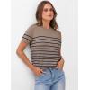 imageANRABESS Womens Short Sleeve Sweaters Wool Blend Crew Neck Sweater Shirts Business Casual Work Tops 2025 Summer OutfitsDeep Khaki Navy Blue Stripe