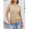 imageANRABESS Womens Short Sleeve Sweaters Wool Blend Crew Neck Sweater Shirts Business Casual Work Tops 2025 Summer OutfitsSand Khaki