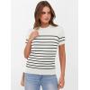 imageANRABESS Womens Short Sleeve Sweaters Wool Blend Crew Neck Sweater Shirts Business Casual Work Tops 2025 Summer OutfitsWhite Black Stripe