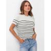 imageANRABESS Womens Short Sleeve Sweaters Wool Blend Crew Neck Sweater Shirts Business Casual Work Tops 2025 Summer OutfitsWhite Black Stripe