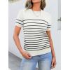 imageANRABESS Womens Short Sleeve Sweaters Wool Blend Crew Neck Sweater Shirts Business Casual Work Tops 2025 Summer OutfitsWhite Black Stripe