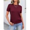 imageANRABESS Womens Short Sleeve Sweaters Wool Blend Crew Neck Sweater Shirts Business Casual Work Tops 2025 Summer OutfitsWine Red