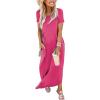 imageANRABESS Womens Summer Casual Loose Short Sleeve Long T Shirt Dress Split Maxi Beach Sundress Travel Vacation OutfitsPink