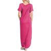 imageANRABESS Womens Summer Casual Loose Short Sleeve Long T Shirt Dress Split Maxi Beach Sundress Travel Vacation OutfitsPink