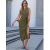 imageANRABESS Womens Summer Casual Sleeveless T Shirt Midi Dress Slim Fit Tie Waist Split Tank Long Dresses 2025 Vacation SundressArmy Green