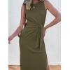 imageANRABESS Womens Summer Casual Sleeveless T Shirt Midi Dress Slim Fit Tie Waist Split Tank Long Dresses 2025 Vacation SundressArmy Green