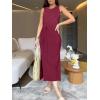 imageANRABESS Womens Summer Casual Sleeveless T Shirt Midi Dress Slim Fit Tie Waist Split Tank Long Dresses 2025 Vacation SundressBurgundy