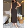 imageANRABESS Womens Summer Casual Sleeveless T Shirt Midi Dress Slim Fit Tie Waist Split Tank Long Dresses 2025 Vacation SundressCoffee