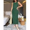 imageANRABESS Womens Summer Casual Sleeveless T Shirt Midi Dress Slim Fit Tie Waist Split Tank Long Dresses 2025 Vacation SundressDeep Green